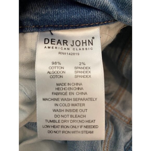 Dear John Patchwork Skinny Jeans Blue Denim Cotton/Spandex Blend Size 27 - Picture 4 of 11